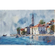 Muguetarts %100 El Emeği Karadağ (Montenegro) Manzara Resmi 56X37 cm Çerçevesiz