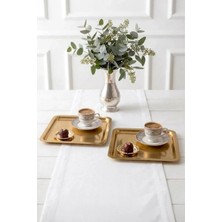 Kitchen Life 2'li Kare Gold Kahve Sunum Tepsisi-Lüx Servis Tepsisi 21,5 cm