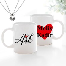 Çılgıntrend Kişiye Özel Isimli Kupa Bardak ve Mıknatıslı Çift Kolyesi Seti - Sevgiliye Hediye