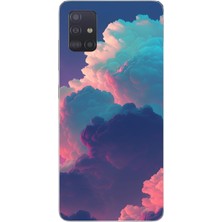 Le Balvo Samsung Galaxy A51 Uyumlu Renkli Doğal Bulutlar Baskılı Silikon Kılıf