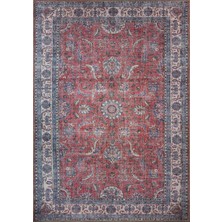 Pera Halı Solgun Kırmızı ve Krem Eskitme Desenli Vintage Halı - AL84OU