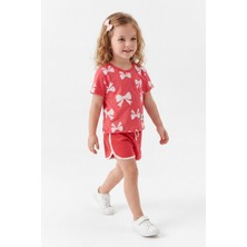 Joy Kids Kız Çocuk Kurdele Baskılı Likralı Takım (2-5yaş) (Pembe)