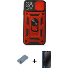 Marsilyan™- iPhone 11 Pro Max Kılıf Ahenk Klasik - Siyah 3D Antistatik Hayalet Cam Ekran Koruyucu + Metal Kamera Lens Koruma Cam - Gs