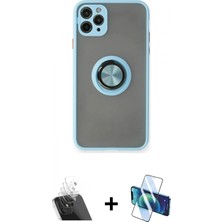 Marsilyan™- iPhone 11 Pro Kılıf Yörünge Çizgi - Siyah 3D Antistatik Cam Ekran Koruyucu + Kamera Lens Koruma Cam - Sf