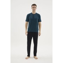 Uslucan Alışveriş Kocabey KKT-26153 Erkek Midi Yaka Pijama Takımı