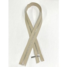 Demir Diş Kaban Mont Fermuarı / 70 cm / Bej / Gümüş Diş