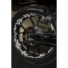 Banxtre Motor Jantı Için Reflektörlü Beyaz Yıldırım Şimşek Sticker Seti (Tüm Jantlara Yeterli)(64'lü Set)