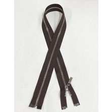 Demir Diş Kaban Mont Fermuarı / 70 cm / Açık Kahverengi / Gümüş Diş