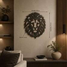 Youday Aslan Kafası Mdf Duvar Dekoru 35X30 cm Siyah Modern Lazer Kesim Duvar Süsü Salon Koridor Ofis Tablosu