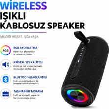 Erdmsp B37 Taşınabilir Güçlü Bluetooth Hoparlör Güçlü Bass ve Renkli Aydınlatma Bir Arada