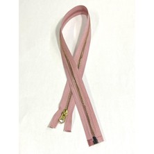 Pudra / Metalik Görünümlü Plastik Diş / Kaban Mont Fermuarı / 60 cm