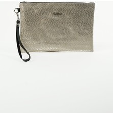 Bahels Kadın Gold Parlak Yılan Desen Portföy Clutch Çanta