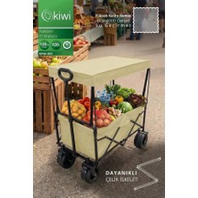 Kiwi Katlanabilir Kamp Arabası Bej 120 kg Taşıma Kapasitesi Dayanıklı Çelik İskelet ile Üretildi