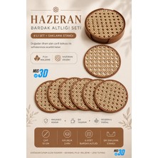 MUS3D Modern Hazeran Bardak Altlığı Seti | Hazeran Desenli | 6'lı Standlı Set | Kahverengi |  10 cm