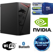 MSI Şafak-Ofis Pc Intel Core Ultra 5 225F Yapay Zeka Destekli 16GB Ddr5 Ram Gt 4gb 500GB M.2 SSD 750W Win 11 Pro Wi-Fi Masaüstü Ofis ve Iş Bilgisayarı
