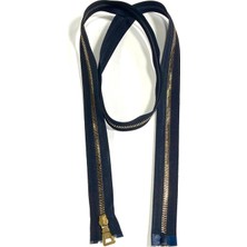 Siyah / Metalik Görünümlü / Plastik Gold Diş / Ferace Kaban Fermuarı / 110 cm