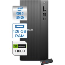 Dell Tower ECT1250 Intel Core I3 14100 128GB Ddr5 2tb SSD 4GB/T1000 WIN11PRO Kurumsal Masaüstü Bilgisayar T1003ECT125014P31 + Zettausb
