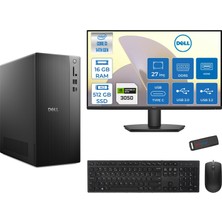 Dell Tower ECT1250 Intel Core I3 14100 16GB Ddr5 512GB SSD 6GB/RTX3050 27" Mon WIN11HOME Kurumsal Masaüstü Bilgisayar 30503ECT125014M27H01 + Zettausb