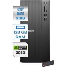 Dell Tower ECT1250 Intel Core I3 14100 128GB Ddr5 1tb SSD 6GB/RTX3050 WIN11HOME Kurumsal Masaüstü Bilgisayar 30503ECT125014H27 + Zettausb