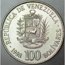 Banknoting Venezuela 100 Bolivar 1998.