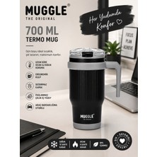 Muggle 700 ml SSM-110 Paslanmaz Çelik Termos Bardak Kulplu Pipetli Soğuk Sıcak Içecek
