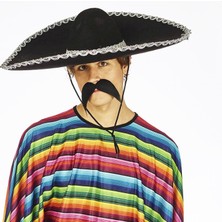 Sombrero Meksika Şapkası Gümüş Şeritli Yetişkin Boy