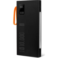 QC10-PD 10.000 Mah Dahili Kablolu Fenerli Hızlı Şarj Power Bank