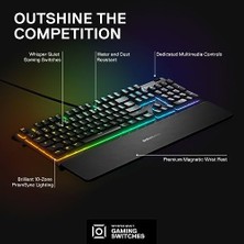 Mabeyn Apex 3 Rgb Oyun Klavyesi 10 Bölgeli Rgb Aydınlatma IP32 Su Geçirmez Birinci Sınıf Manyetik Bilek Desteği 64812 Çok Sessiz Hissedilir ve Sessiz