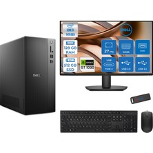 Dell Tower ECT1250 Intel Core I3 14100 128GB Ddr5 512GB SSD 4GB/GT1030 27" Mon WIN11PRO Kurumsal Masaüstü Bilgisayar 10303ECT125014M27P29 + Zettausb