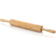 MİEN Mien Doğal Bambu Merdane 50X5 cm – Ergonomik Ahşap Hamur Açma Merdanesi