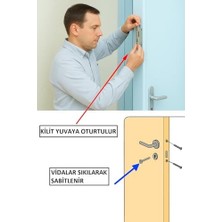 Mabeyn Pvc Wc Gömme Kilit, 35 mm, Metal, Dayanıklı, Banyo Kapısı, Güvenlik Mekanizması