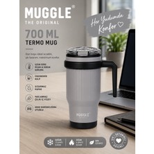 Muggle 700 ml SSM-110 Paslanmaz Çelik Termos Bardak Kulplu Pipetli Soğuk Sıcak Içecek
