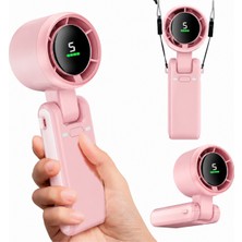 Yussraw Taşınabilir Dijital Göstergeli Vantilatör  Ayalanabilir 5 Kademeli 3600 Mah Katlanabilir Askı Ipli Mini El Fanı