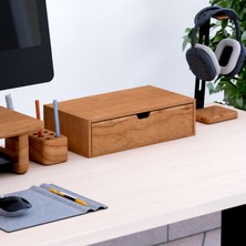 Desna Tek Katlı Tek Çekmeceli Dolap & Saklama Kutusu - Kiraz | 34 cm x 19 cm x 9.6 cm | Woodsaka