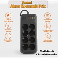 Termal Akım Korumalı 8 Prizli Uzatma Kablosu