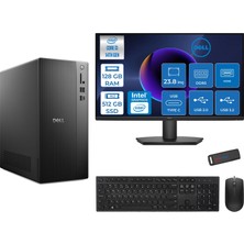 Dell Tower ECT1250 Intel Core I3 14100 128GB Ddr5 512GB SSD UHD Graphics 730 23.8" Mon WIN11PRO Kurumsal Masaüstü Bilgisayar 3ECT125014M23P29 + Zettausb