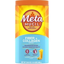 Metamucil Daily Fiber + Collagen, Psyllium Husk Powder, Plant Based Fiber Supplement, Sugar-Free With Stevia For Digestive Health, Orange Flavored, 846 Gr.