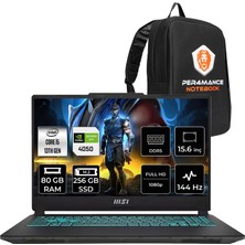 MSI Msı Cyborg 15 I5 13420H RTX4050 6gb 80GB Ram 256GB SSD 15.6" Fhd 144Hz Freedos A13VE2268XTRNNP336 Gaming Laptop + Per4 Çanta