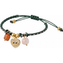 Mimoza Accessories Kalpli Taşlı Charm Asansör Model Halhal,bileklik