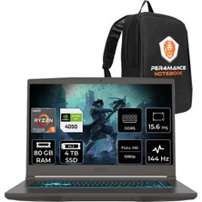 MSI Msı Thin A15 Ryzen 5 7535HS RTX4050 6gb 80GB Ram 4tb SSD 15.6" Fhd 144Hz Freedos B7VE076XTRP340 Gaming Laptop + Per4 Çanta