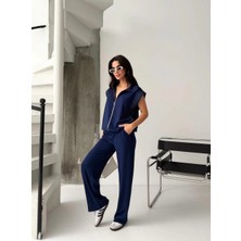 Cey Moda Kadın Modal Kumaş Paraşüt Detaylı Fermuarlı Yelekli Takım