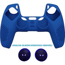 Crk Tech Ps5 Dualsense Için Premium Silikon Kılıf & 1 Çift Analog Koruyucu Set Mavi – Oyuncu Serisi Ultra Kalite