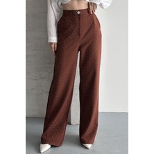 Moda Armanc Kadın Taşlı Yüksek Bel Siyah Palazzo Pantolon Geniş Paça Kumaş Pantolon