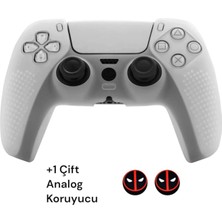 Crk Tech Ps5 Dualsense Için Premium Silikon Kılıf & 1 Çift Analog Koruyucu Set Beyaz– Oyuncu Serisi Ultra Kalite
