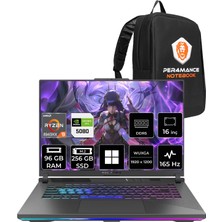Asus Rog Strix G16 Ryzen 9 8940HX RTX5080 16GB 96GB Ram 256GB SSD 16" Fhd+ 165Hz WIN11 Home G614PWRV036P403 Gaming Laptop + Per4 Çanta