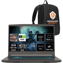 MSI Msı Thin A15 Ryzen 5 7535HS RTX4050 6gb 80GB Ram 256GB SSD 15.6" Fhd 144Hz Freedos B7VE076XTRP336 Gaming Laptop + Per4 Çanta