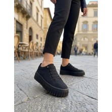 Gamelu Vıgor Kadın Lastikli Memory Foam Kalın Taban Keten Sneaker Ayakkabı