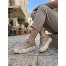 Gamelu Vıgor Kadın Lastikli Memory Foam Kalın Taban Keten Sneaker Ayakkabı