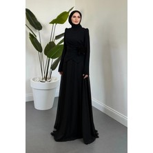 Merven Akyüz Seravella Yandan Güllü Abiye Siyah