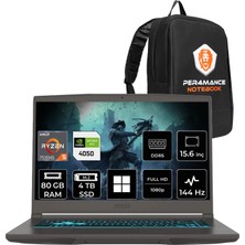 MSI Msı Thin A15 Ryzen 5 7535HS RTX4050 6gb 80GB Ram 4tb SSD 15.6" Fhd 144Hz WIN11 Pro B7VE076XTRP430 Gaming Laptop + Per4 Çanta